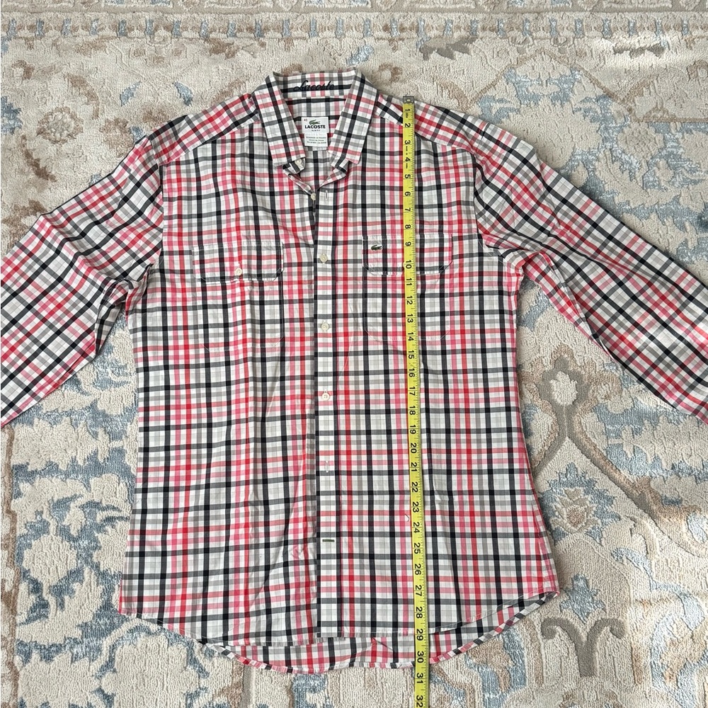 Lacoste Long Sleeve Plaid Slim Fit Shirt 100%
Cotton Men's Size 40 - Picture 5 of 10